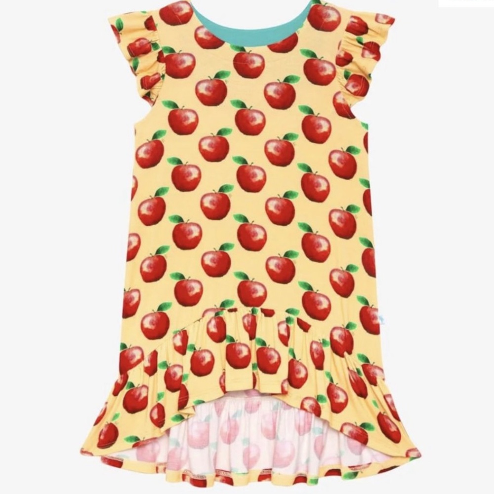 Posh Peanut Yellow Dress with Red Apple Print